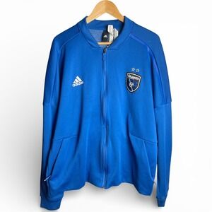 Adidas San Jose Earthquakes MLS Soccer Anthem Full Zip Jacket Blue Mens XL